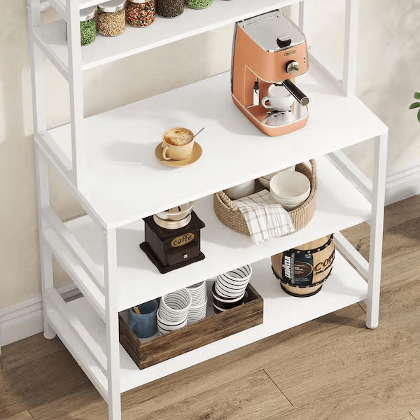 Naawe Modern White Kitchen Shelf with 5 Open Shelves - Naawe