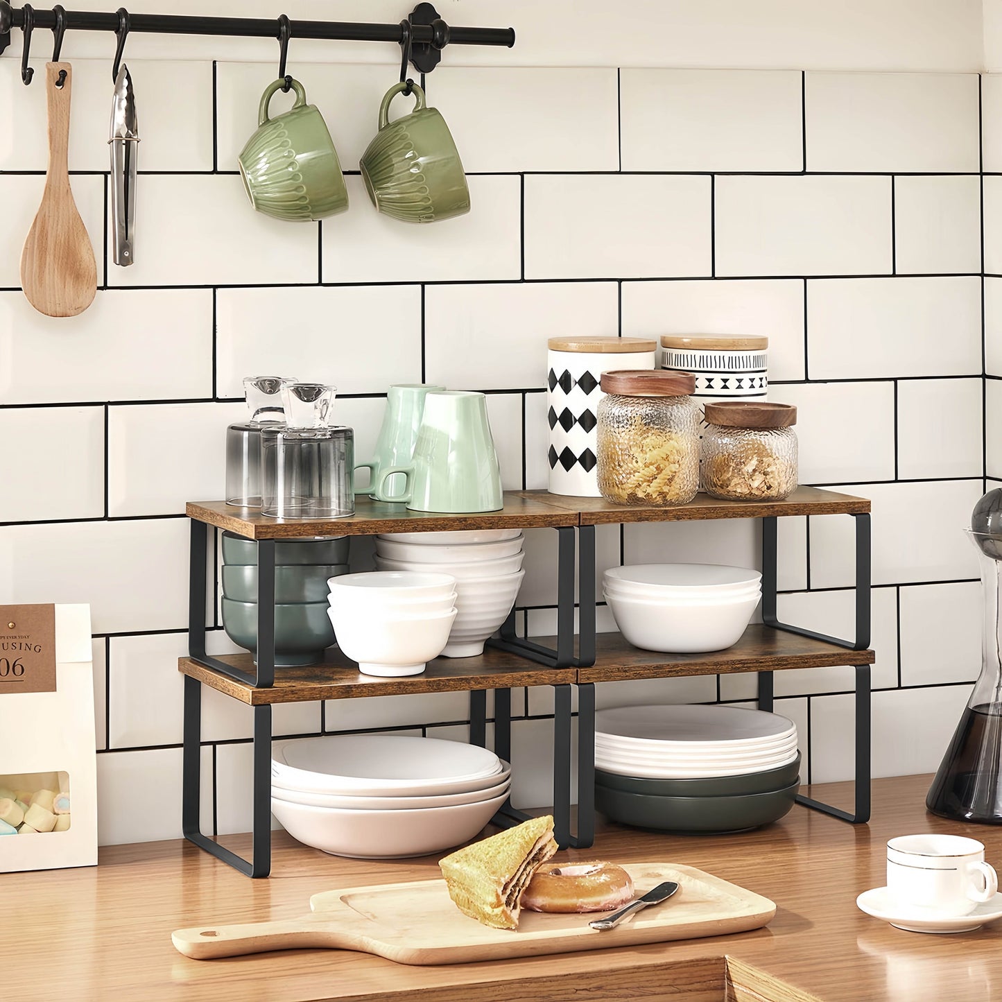 Naawe Set of 4 Wooden Kitchen Shelves Multi-Purpose Tabletop Organizer - Naawe