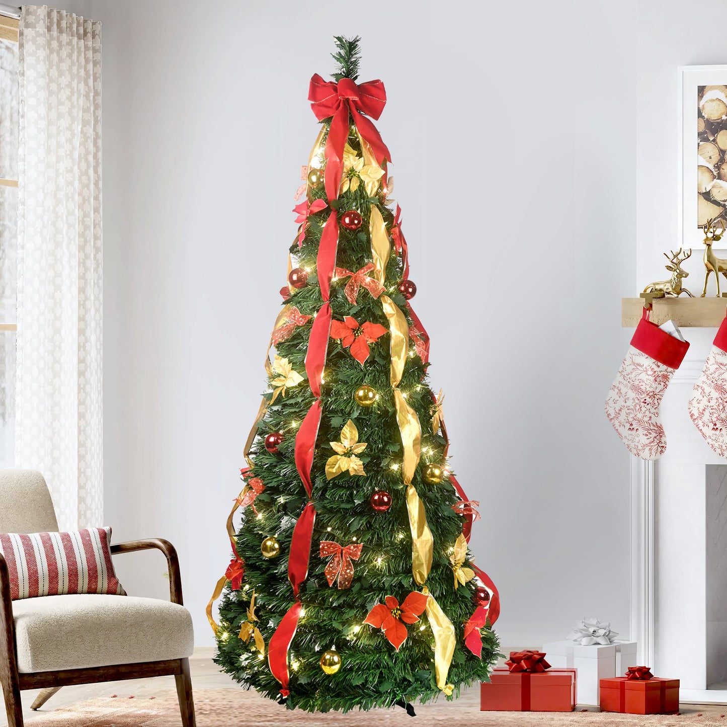 The Smarter Way to Trim Your Tree: A 7.5ft Pop-Up Christmas Tree Pre-Lit with 200 LEDs