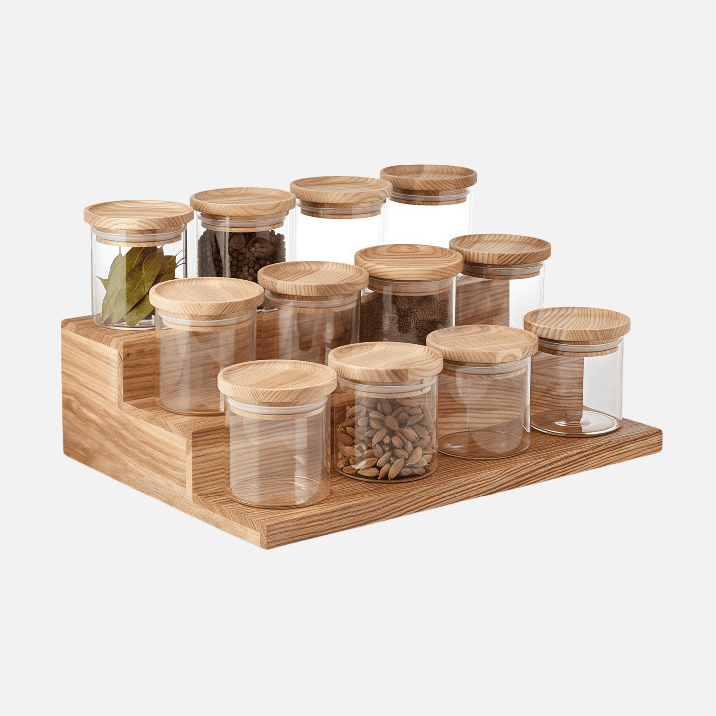 Naawe Kitchen Storage Glass Spice Bottle Shelf Set Jar - Naawe