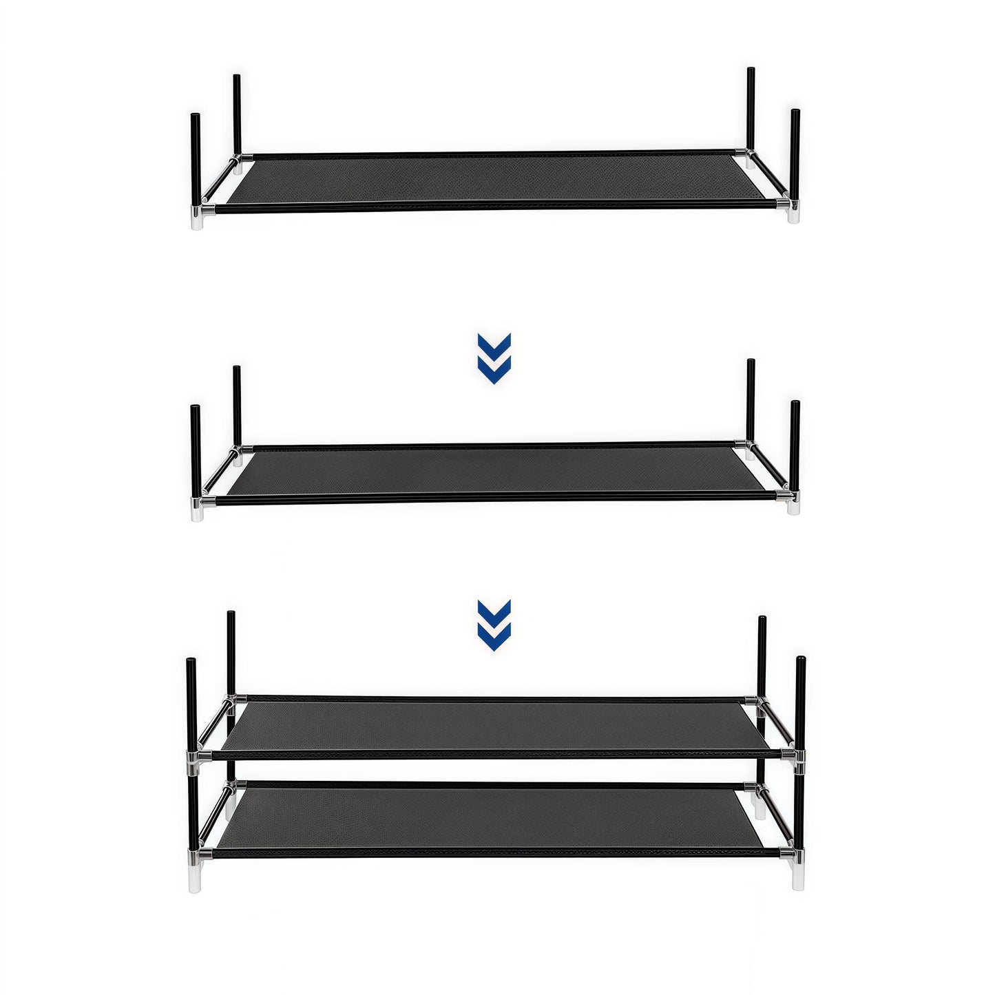 Naawe Space-saving Black Iron Fabric 10-Tier Shoe Rack Holds 40-50 Pairs of Shoes - Naawe