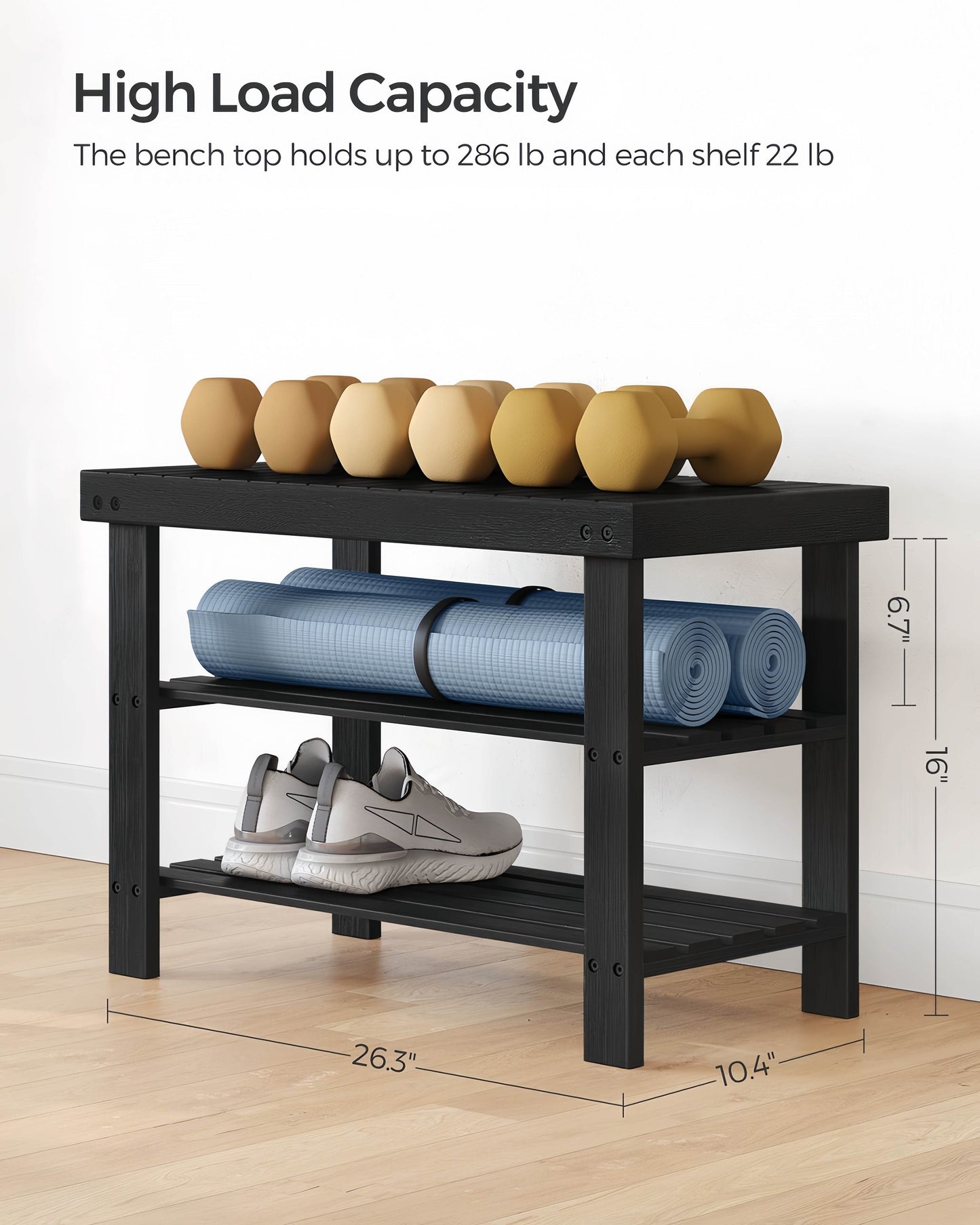 Naawe Bamboo 3-Tier Doorway Seatable Shoe Stool Shoe Rack - Naawe