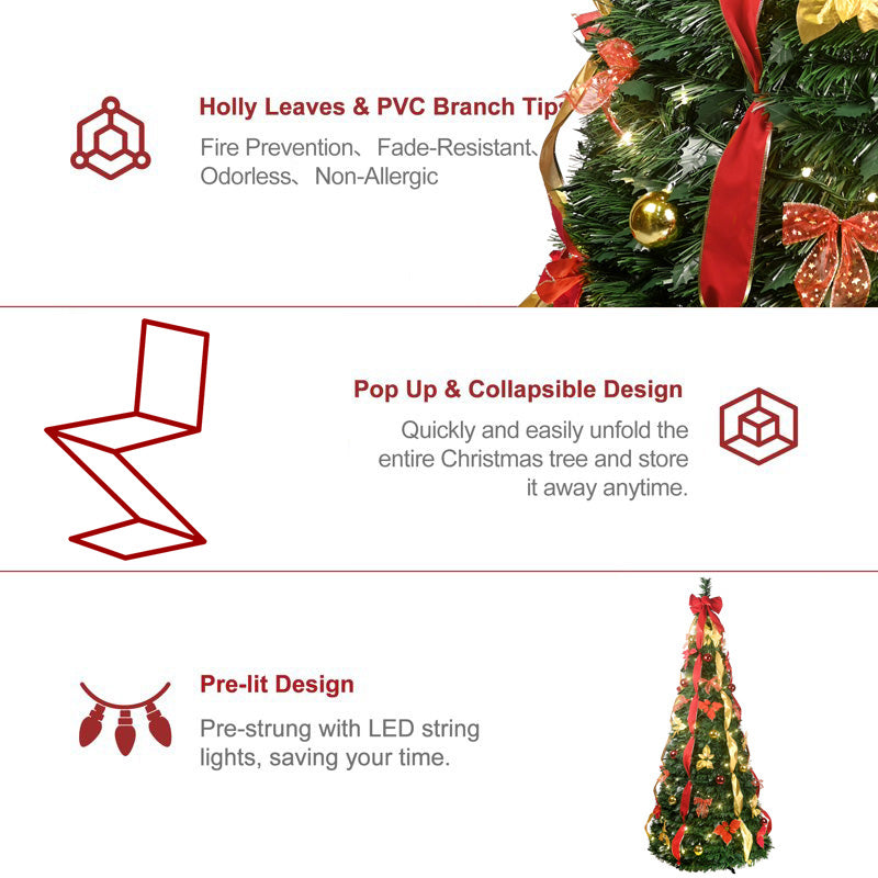 The Smarter Way to Trim Your Tree: A 7.5ft Pop-Up Christmas Tree Pre-Lit with 200 LEDs