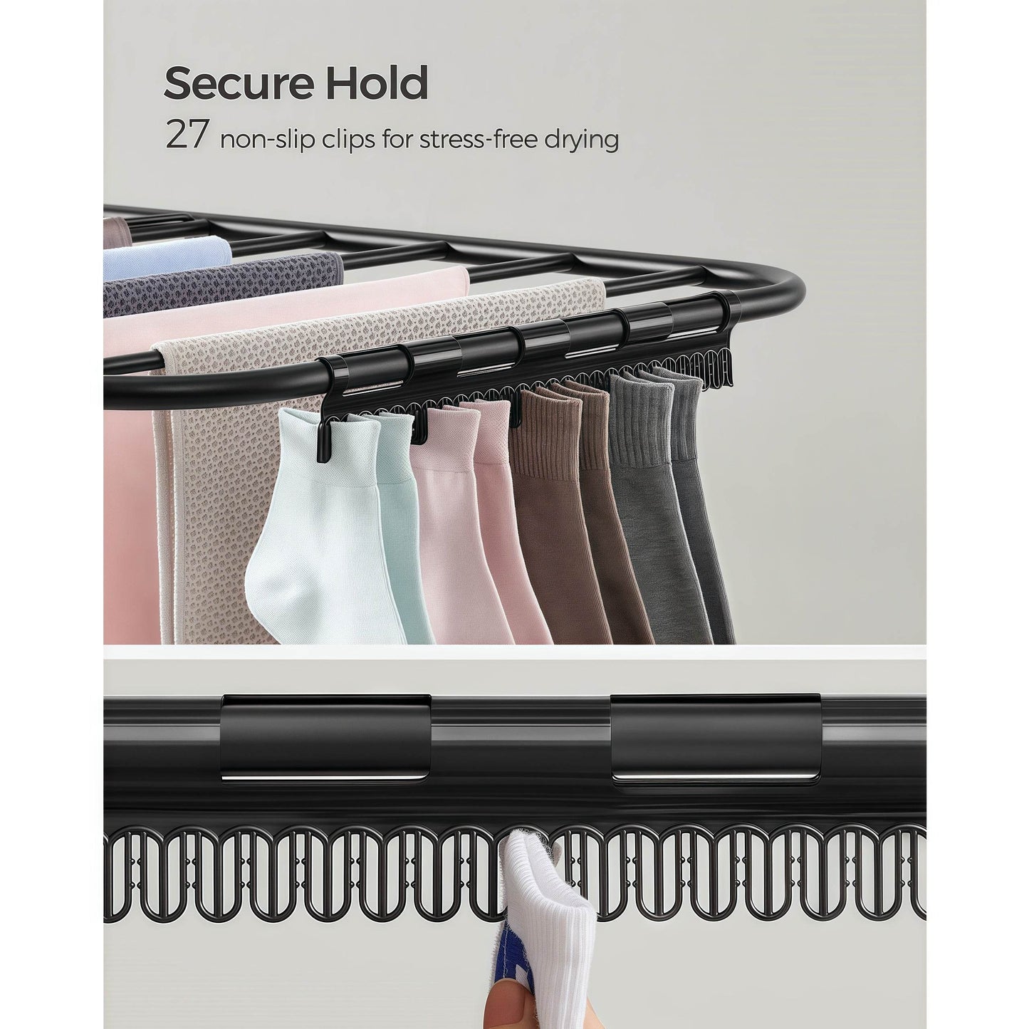 Naawe Foldable 2-Level Clothes Drying Rack with Height-Adjustable Wings - Naawe