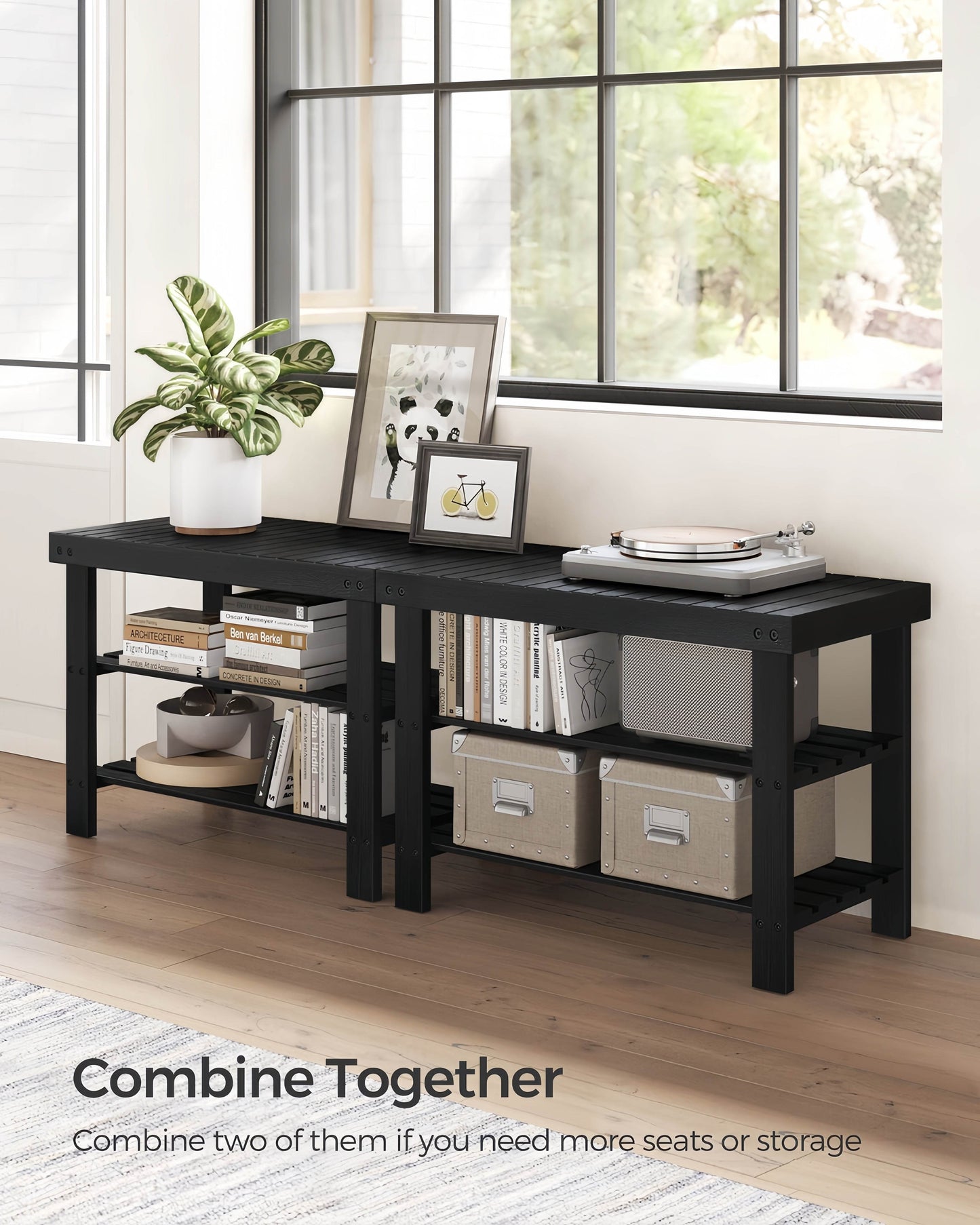 Naawe Bamboo 3-Tier Doorway Seatable Shoe Stool Shoe Rack - Naawe