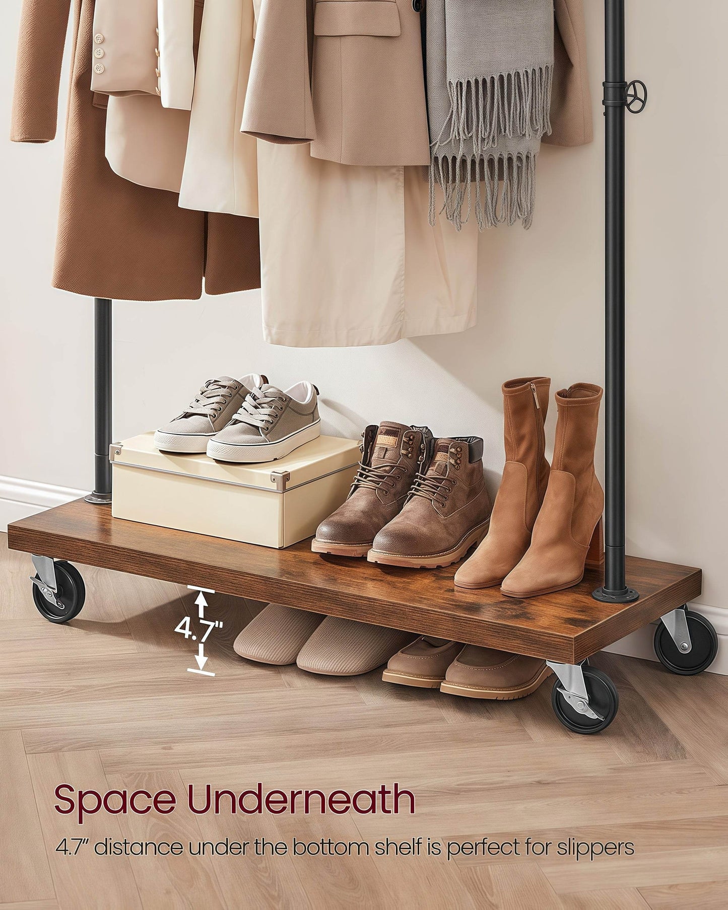Naawe Heavy Duty Rolling Clothing Rack with Shelf - Naawe