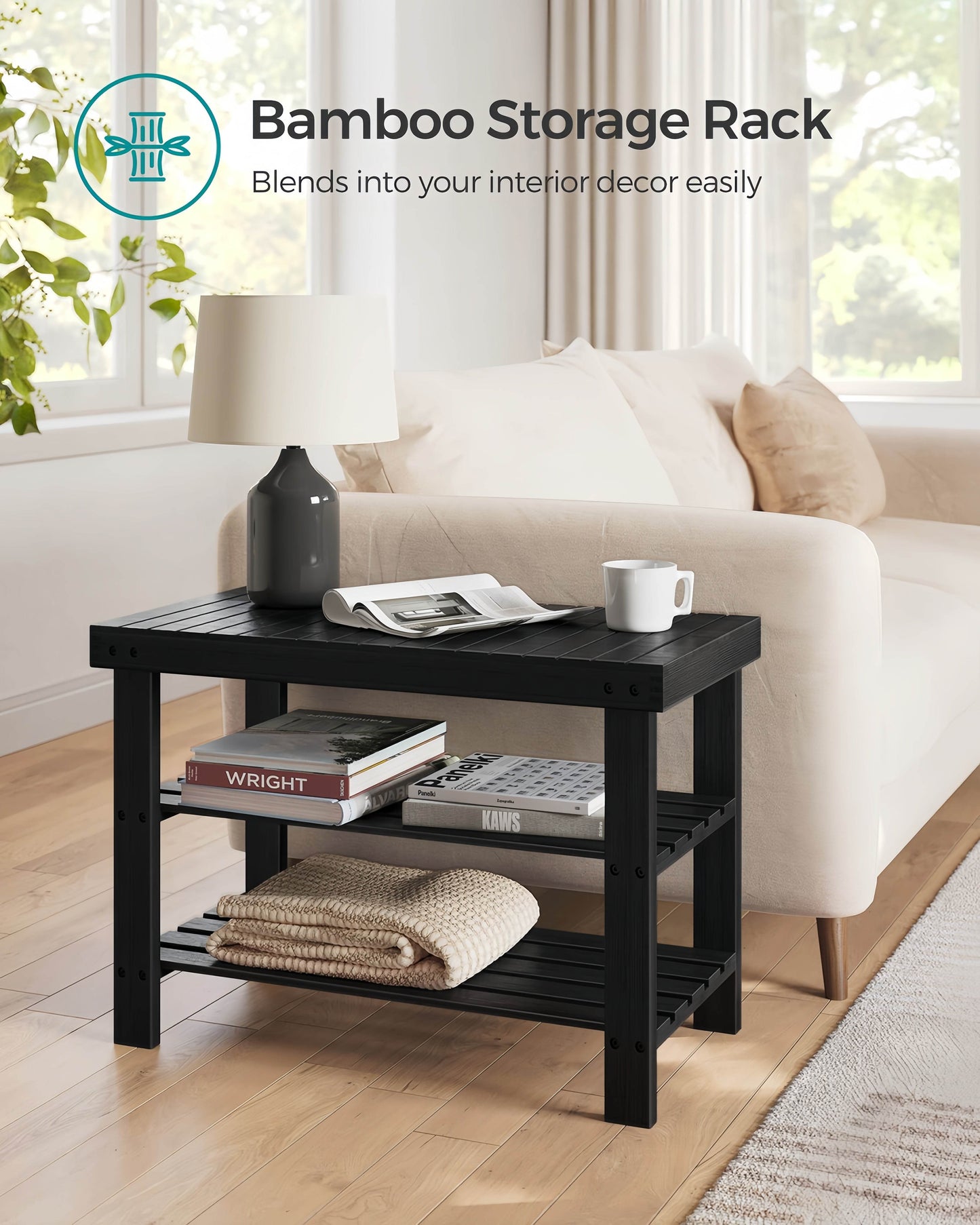 Naawe Bamboo 3-Tier Doorway Seatable Shoe Stool Shoe Rack - Naawe