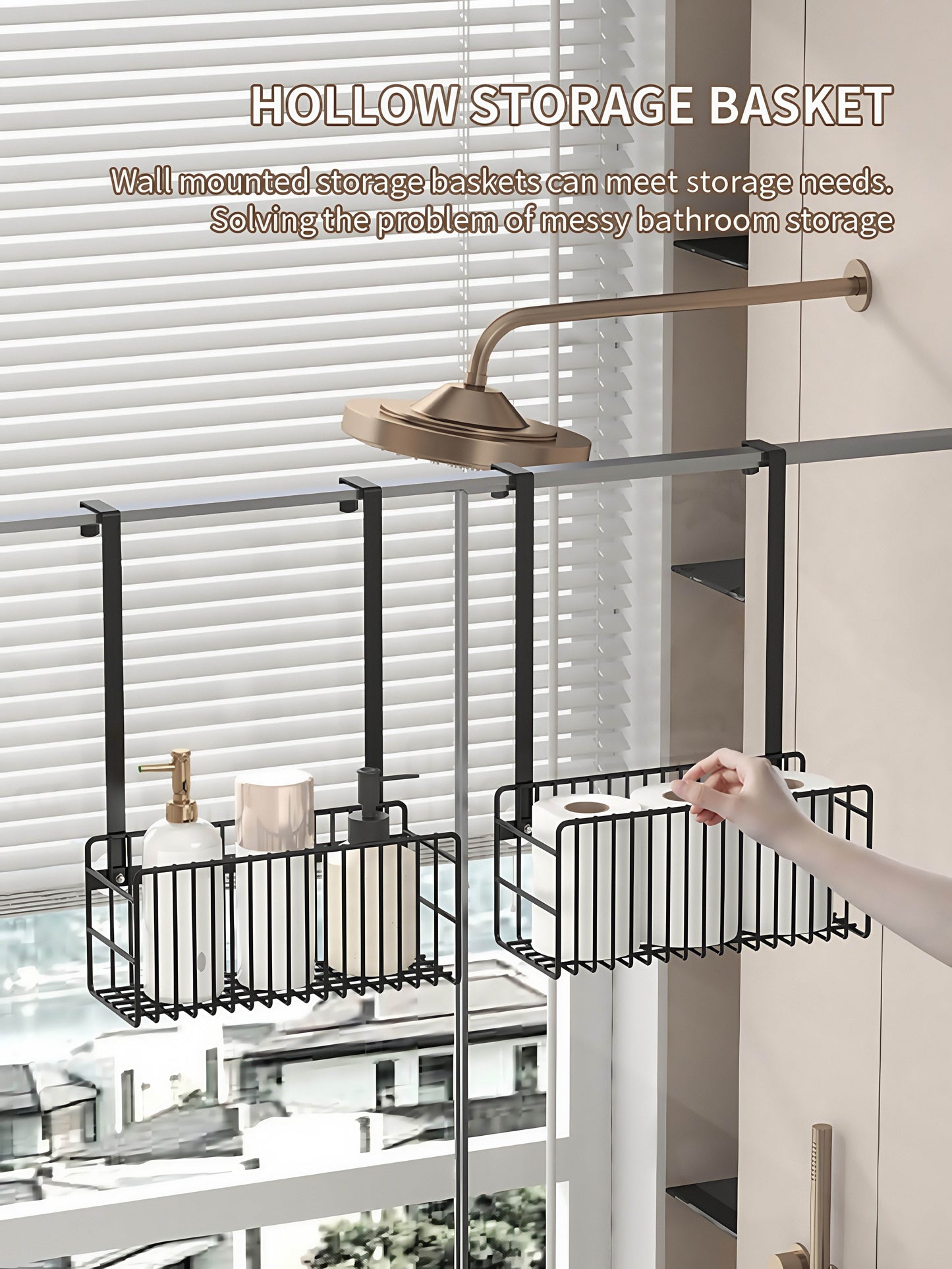 Naawe No-Punch Hanging Shower Gel Storage Shelf for Bathroom - Naawe