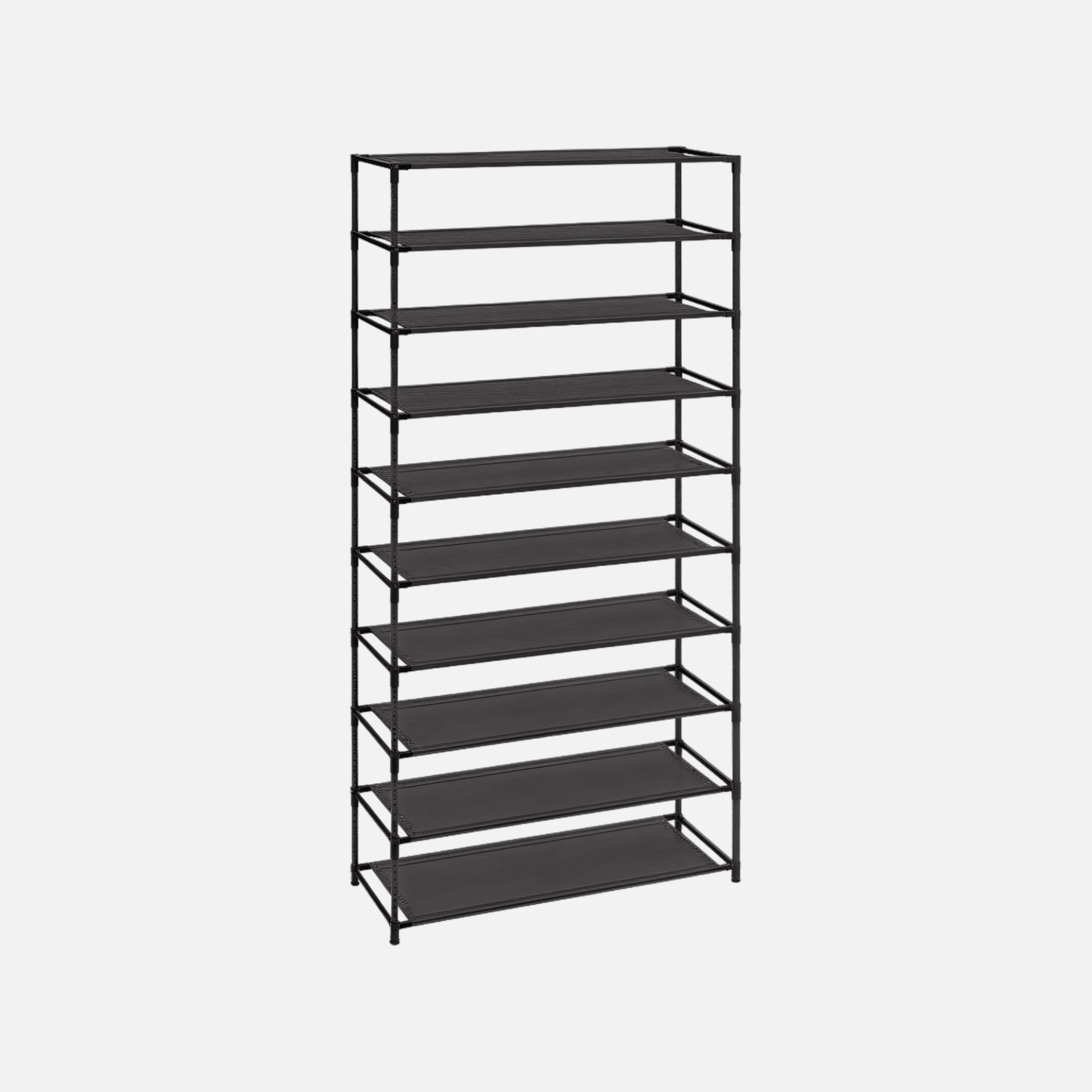 Naawe Space-saving Black Iron Fabric 10-Tier Shoe Rack Holds 40-50 Pairs of Shoes - Naawe