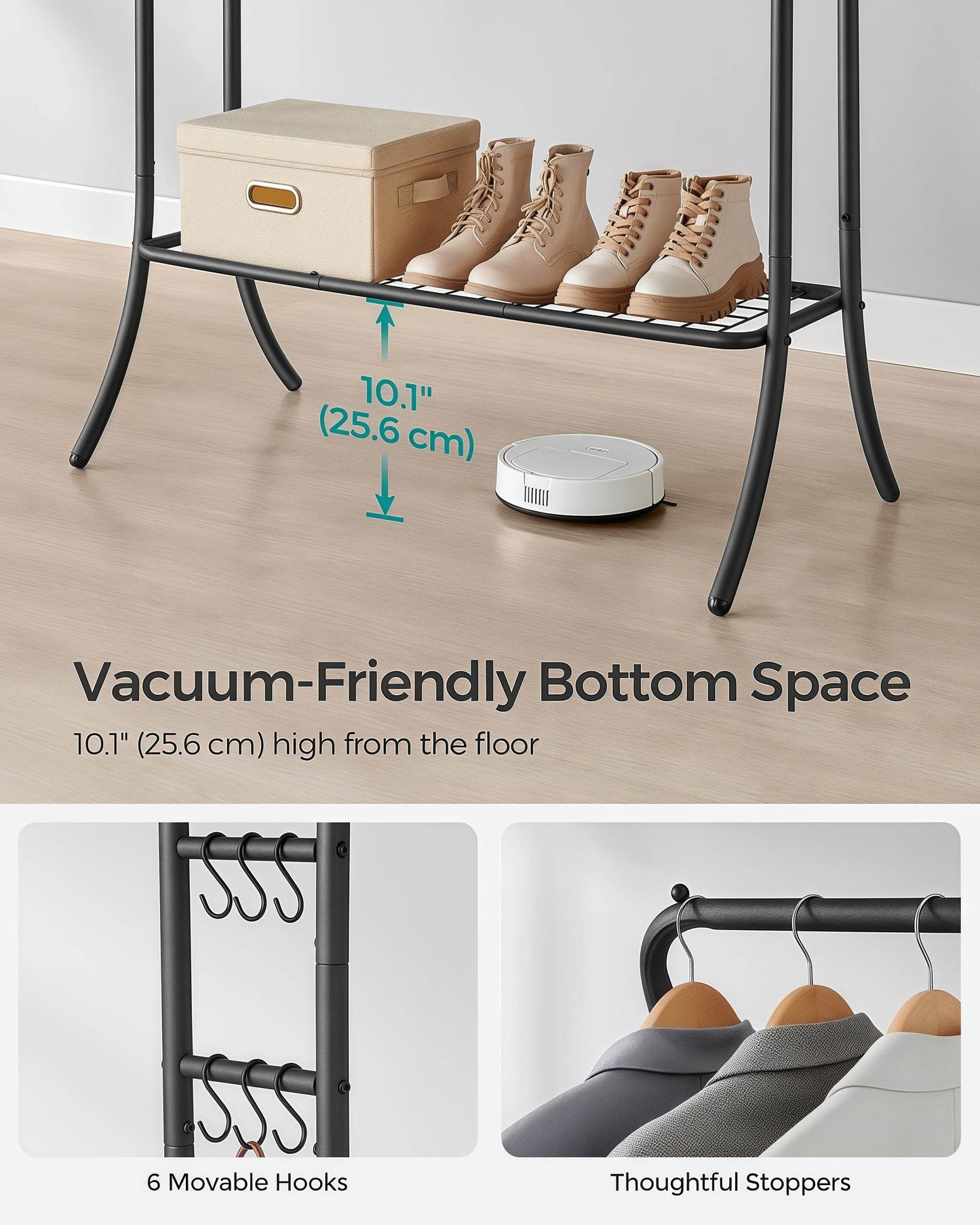 Naawe Double Rod Clothes Rack with Shelves - Naawe