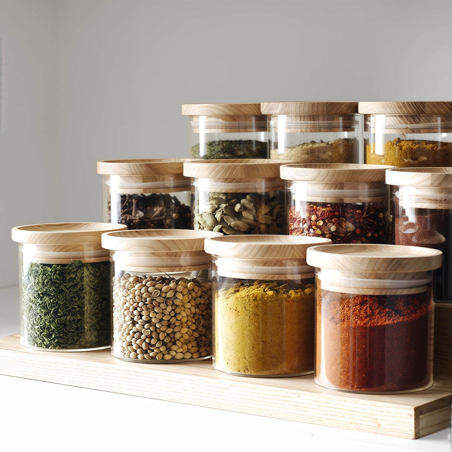 Naawe Kitchen Storage Glass Spice Bottle Shelf Set Jar - Naawe