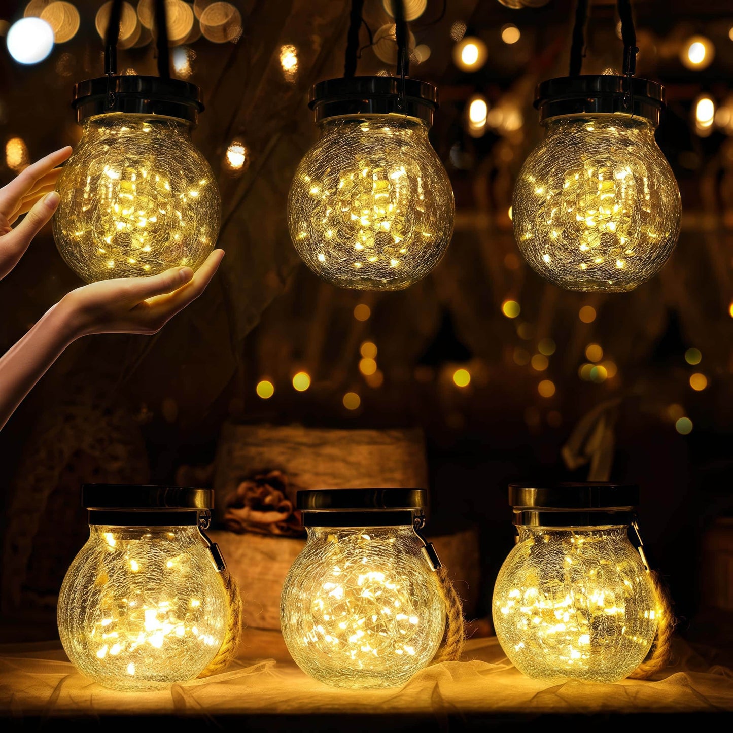 Naawe™ Solar-Powered Crack Glass Lanterns (4 Packs) - Naawe
