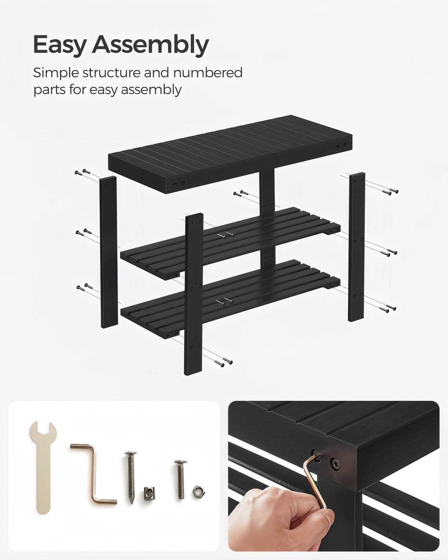 Naawe Bamboo 3-Tier Doorway Seatable Shoe Stool Shoe Rack - Naawe