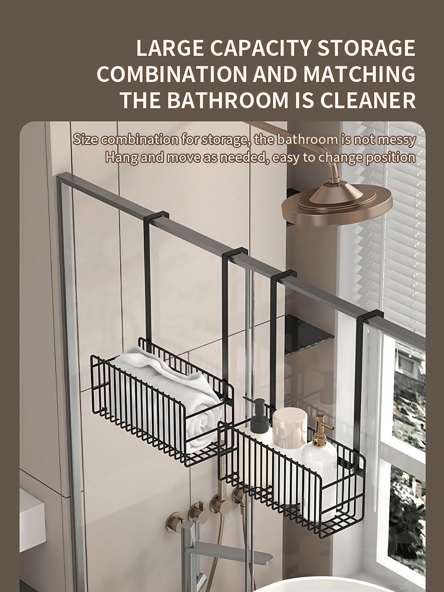 Naawe No-Punch Hanging Shower Gel Storage Shelf for Bathroom - Naawe