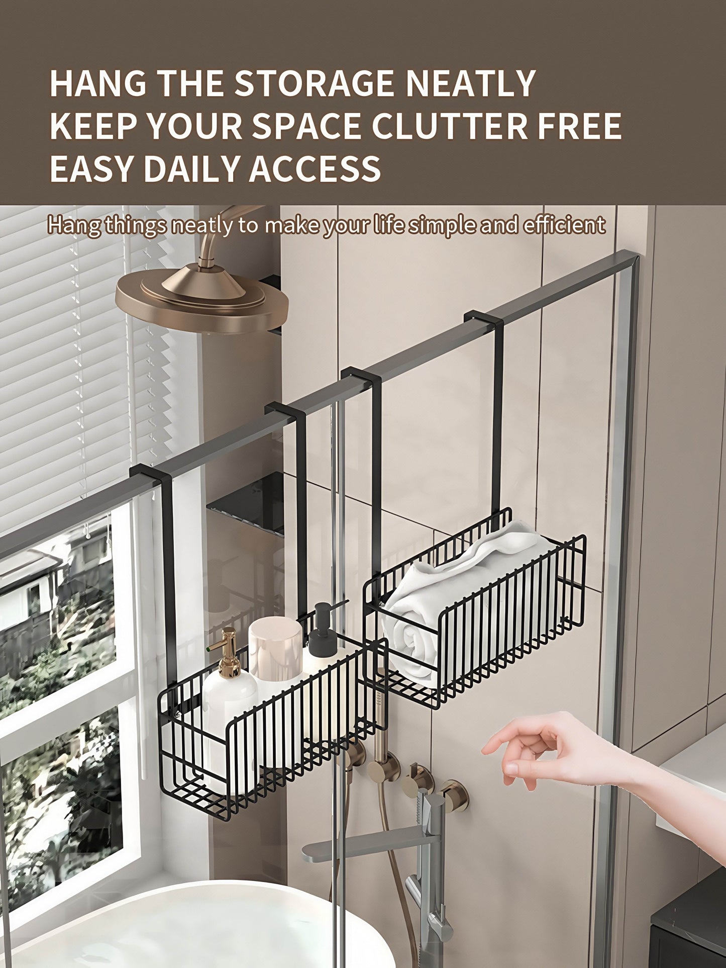 Naawe No-Punch Hanging Shower Gel Storage Shelf for Bathroom - Naawe