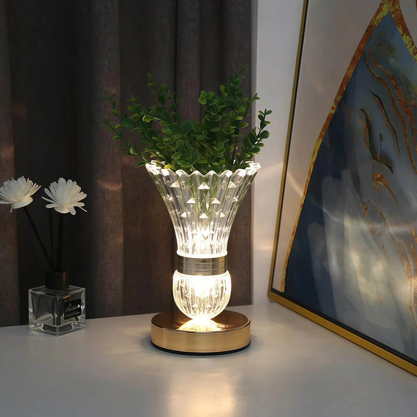 Naawe Celestial Night Light for Bedroom | Crystal Accents + Gold Base - Naawe