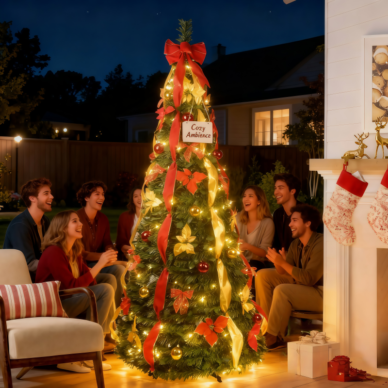 The Smarter Way to Trim Your Tree: A 7.5ft Pop-Up Christmas Tree Pre-Lit with 200 LEDs