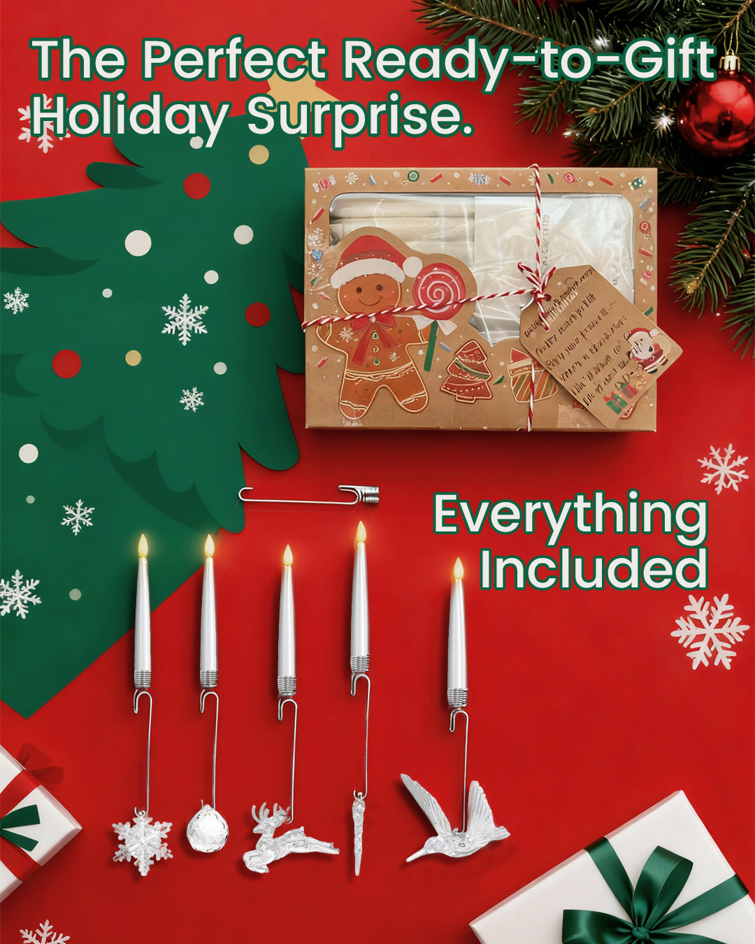 🎄Christmas Tree Led Candles with Clear Crystal Ball Hook