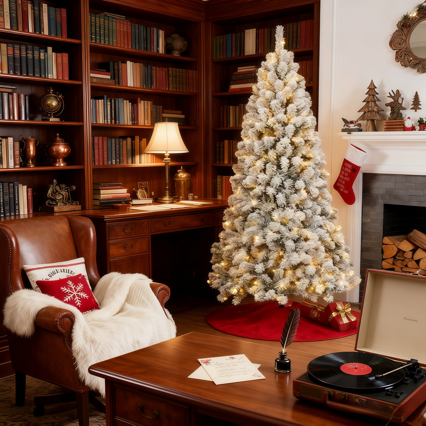 Unmatched Realism: 6ft Flocked Christmas Tree with 350 Lights & Realistic PVC Tips