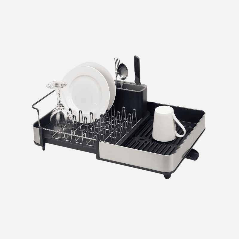 Naawe Steel Expandable Dish Rack Holds 16 Pieces White Single Tier - Naawe