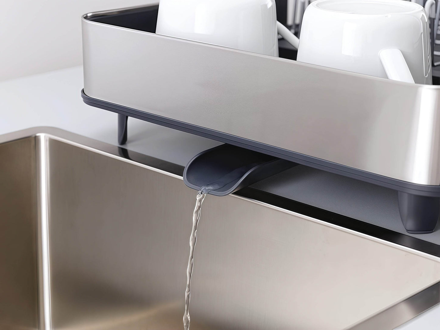 Naawe Steel Expandable Dish Rack Holds 16 Pieces White Single Tier - Naawe