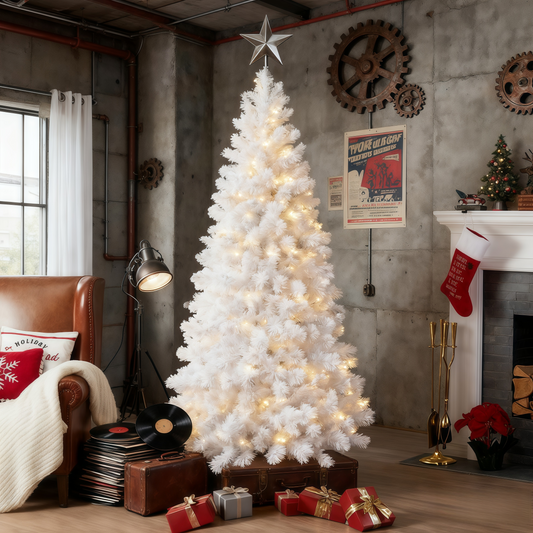Unmatched Realism: 6ft Flocked Christmas Tree with 350 Lights & Realistic PVC Tips