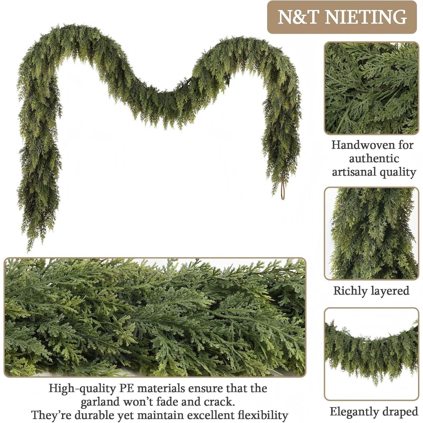 Naawe Christmas Artificial Cedar Garland