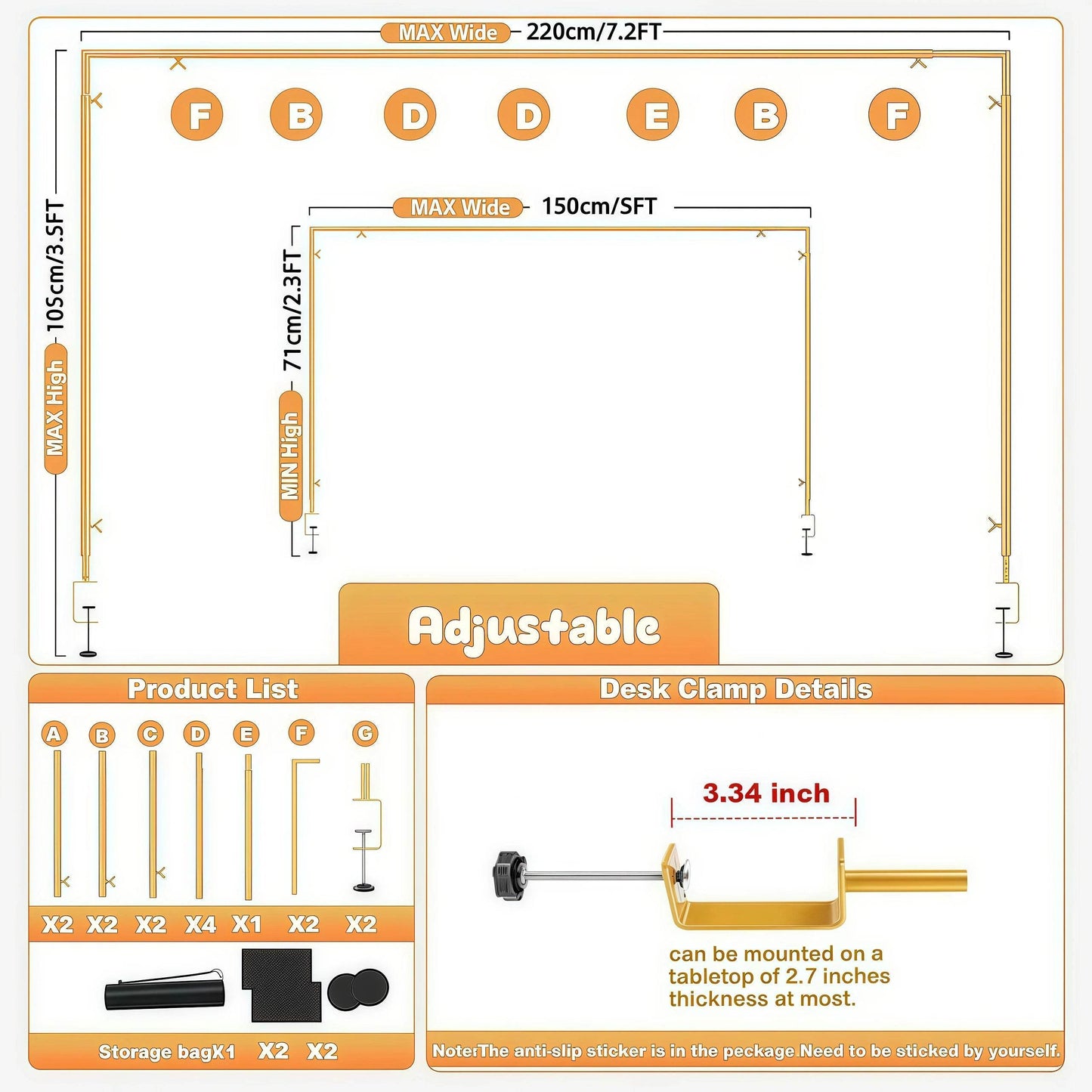 Naawe™ Over The Table Rod Stand with Clamps - Naawe