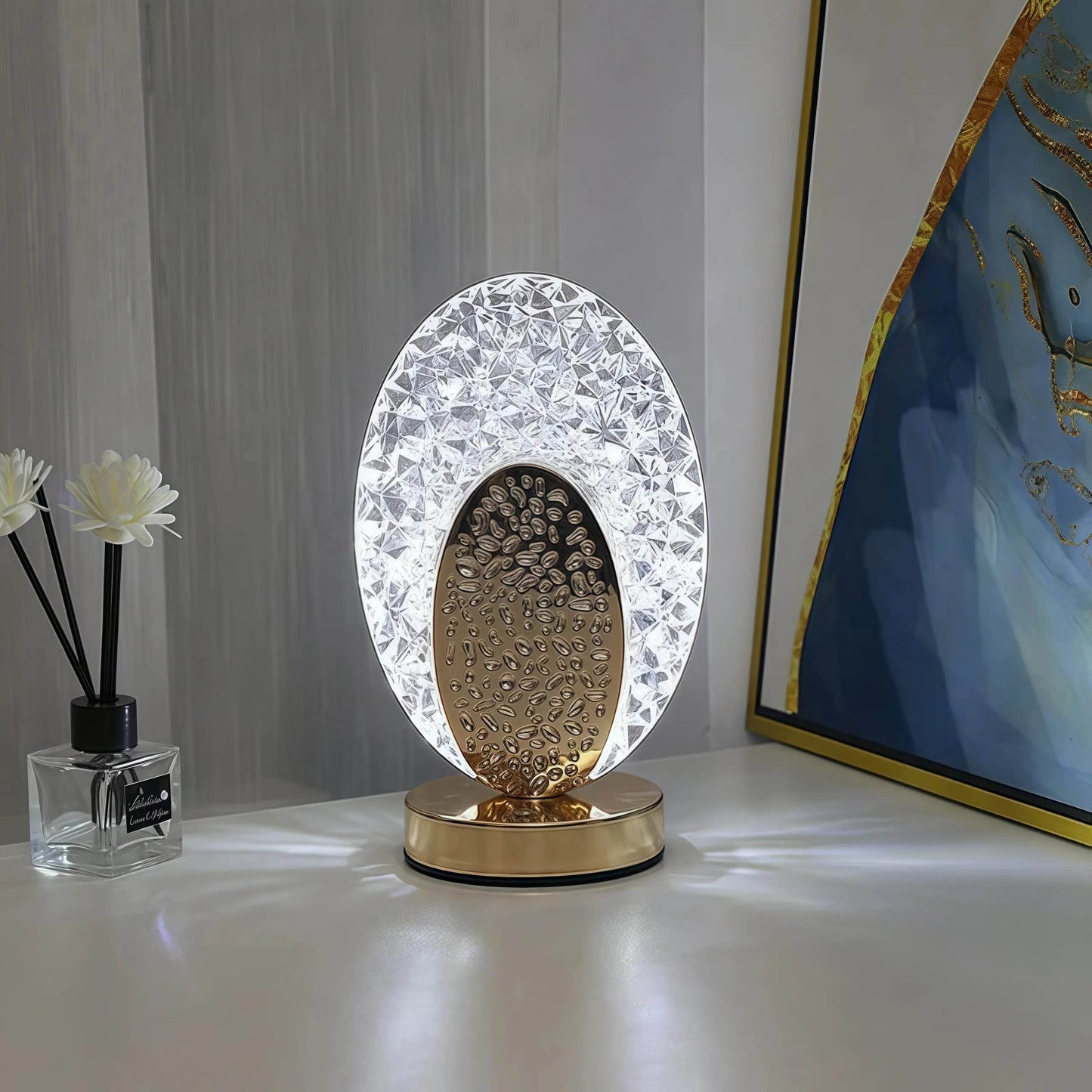 Naawe Celestial Night Light for Bedroom | Crystal Accents + Gold Base - Naawe