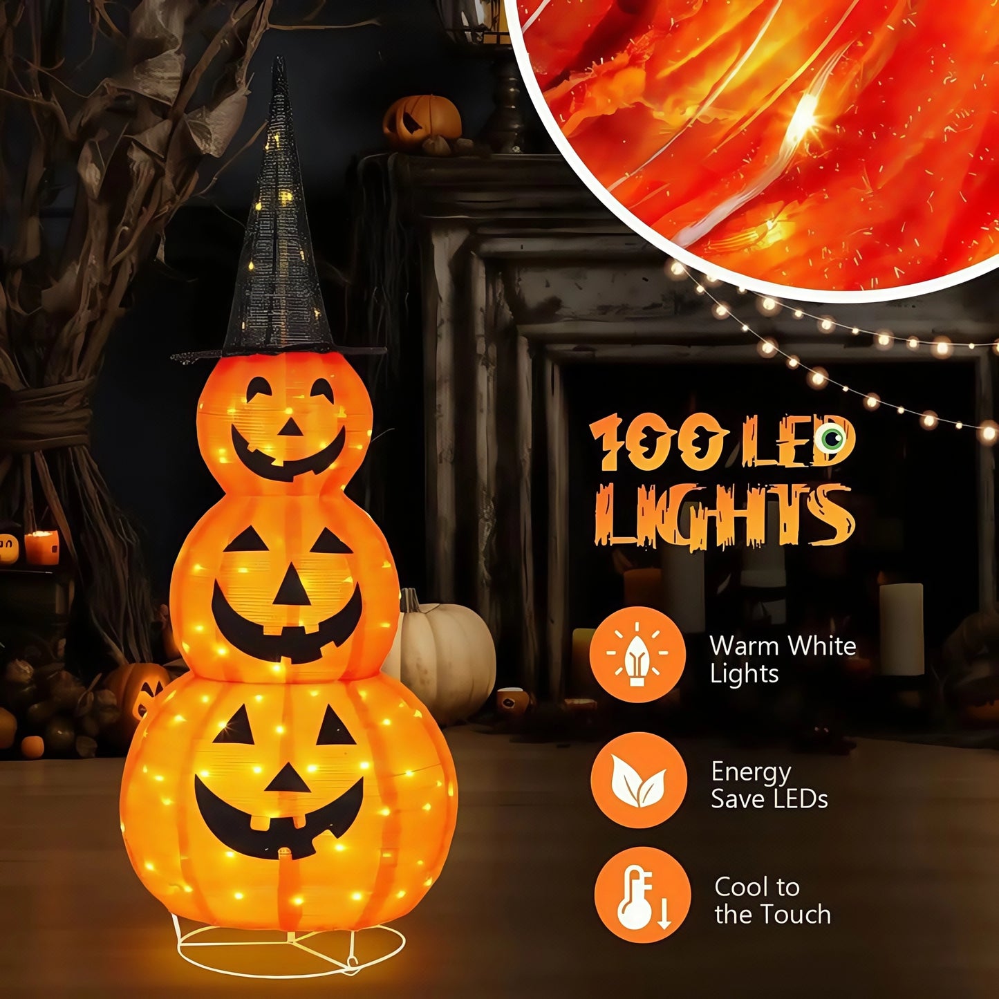 Naawe Halloween Collapsible Lighted Pumpkin