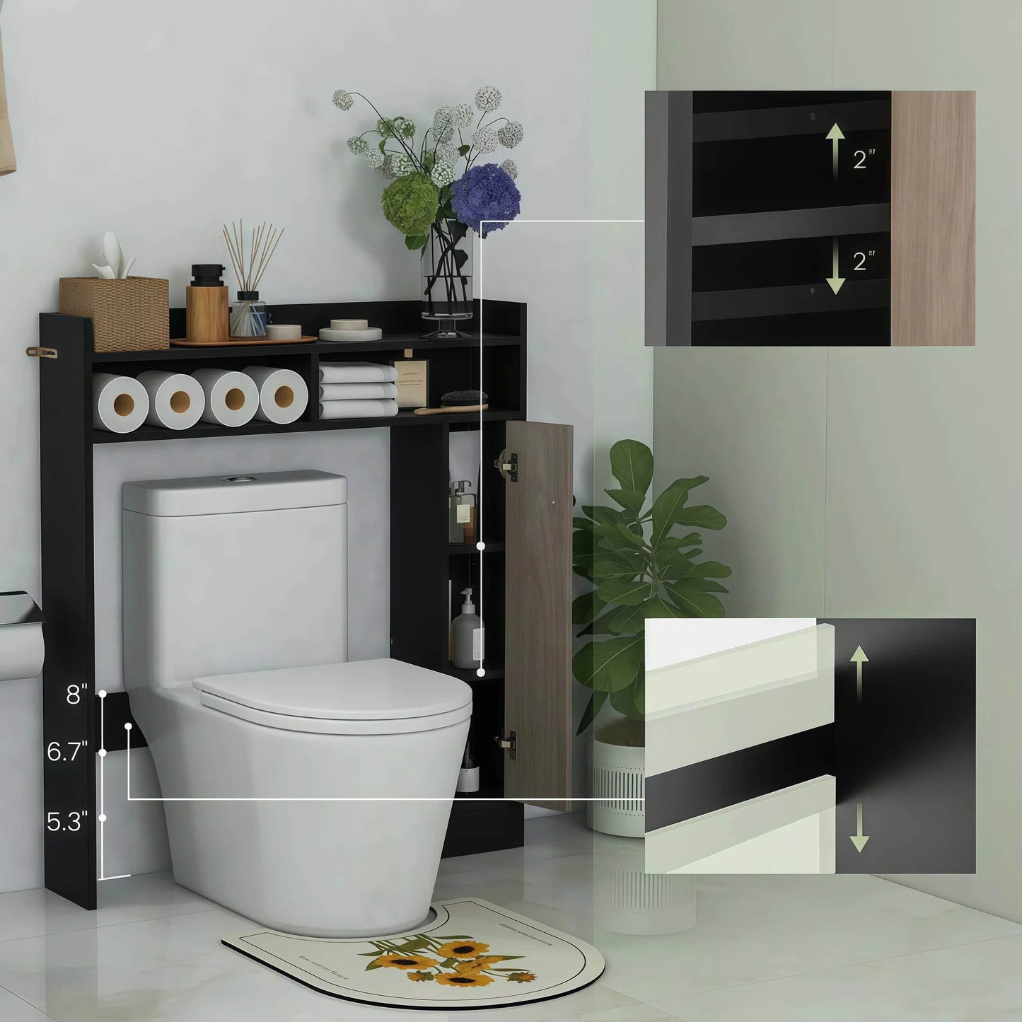 Naawe Above Toilet Bathroom Cabinet Floor Storage Storage Cabinet - Naawe