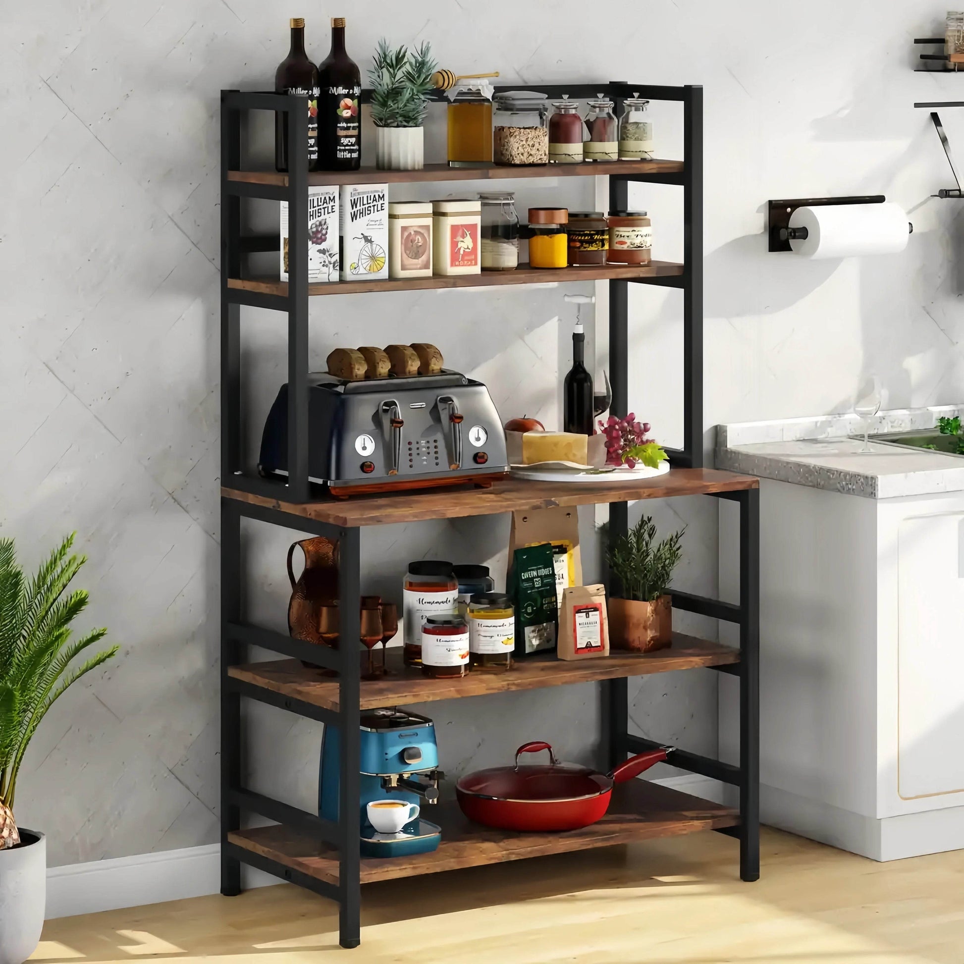 Naawe 5 Tier Kitchen Utility Storage Baking Rack Microwave Rack with Shelves - Naawe