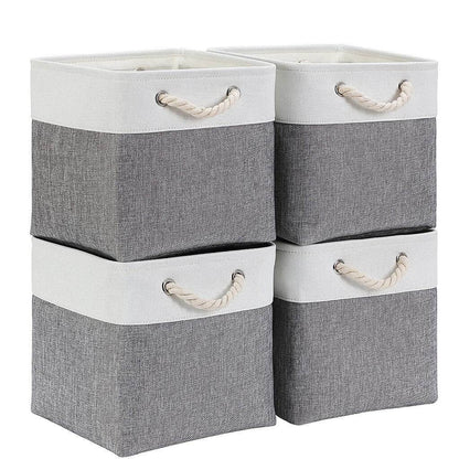 Naawe Cloth Storage Cubes Grey White with Rope Handles - Naawe