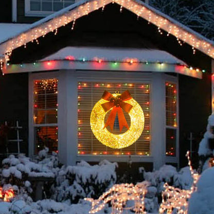 Christmas LED Bow Metal Wreath