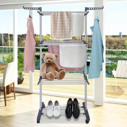 Naawe 4 Tier Removable Stainless Steel Folding Drying Rack with Two Side Wings - Naawe