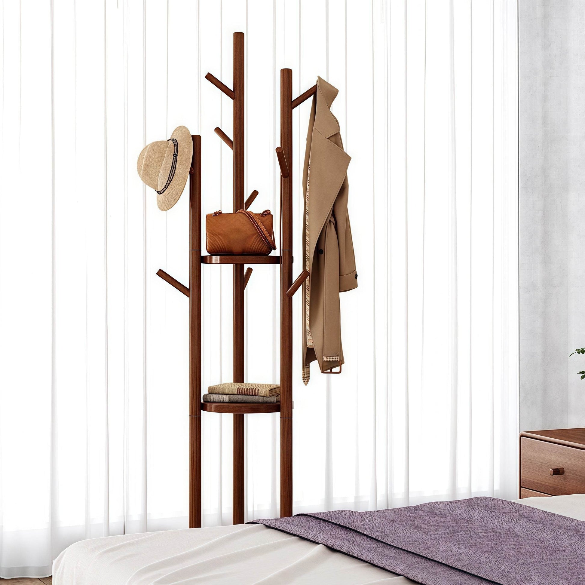 Naawe Bedroom Freestanding Floor-standing Solid Wood Rotatable Coat Rack - Naawe