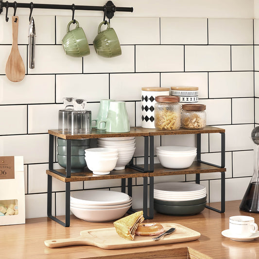 Naawe Set of 4 Wooden Kitchen Shelves Multi-Purpose Tabletop Organizer - Naawe