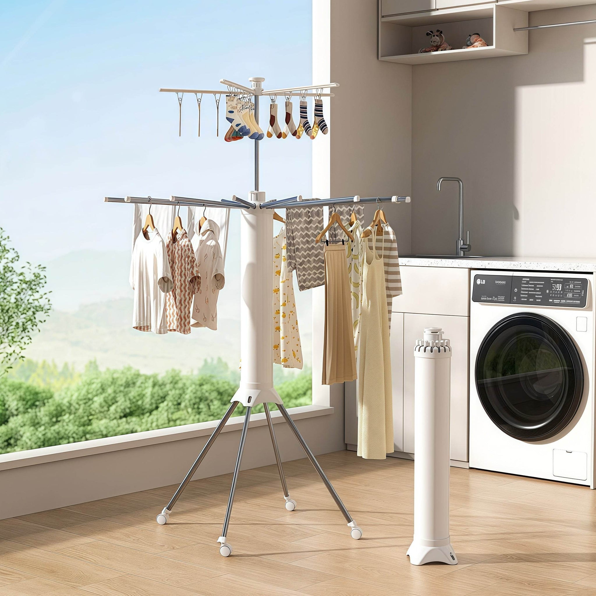 Naawe Double-Tier Four-Legged Foldable and Portable Clothes Drying Rack - Naawe