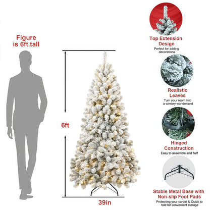 Unmatched Realism: 6ft Flocked Christmas Tree with 350 Lights & Realistic PVC Tips