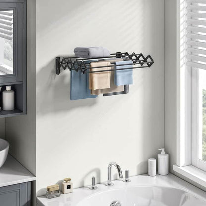 Naawe Wall-Mounted Expandable Steel Clothes Drying Rack with 9 Hanging Rods - Naawe