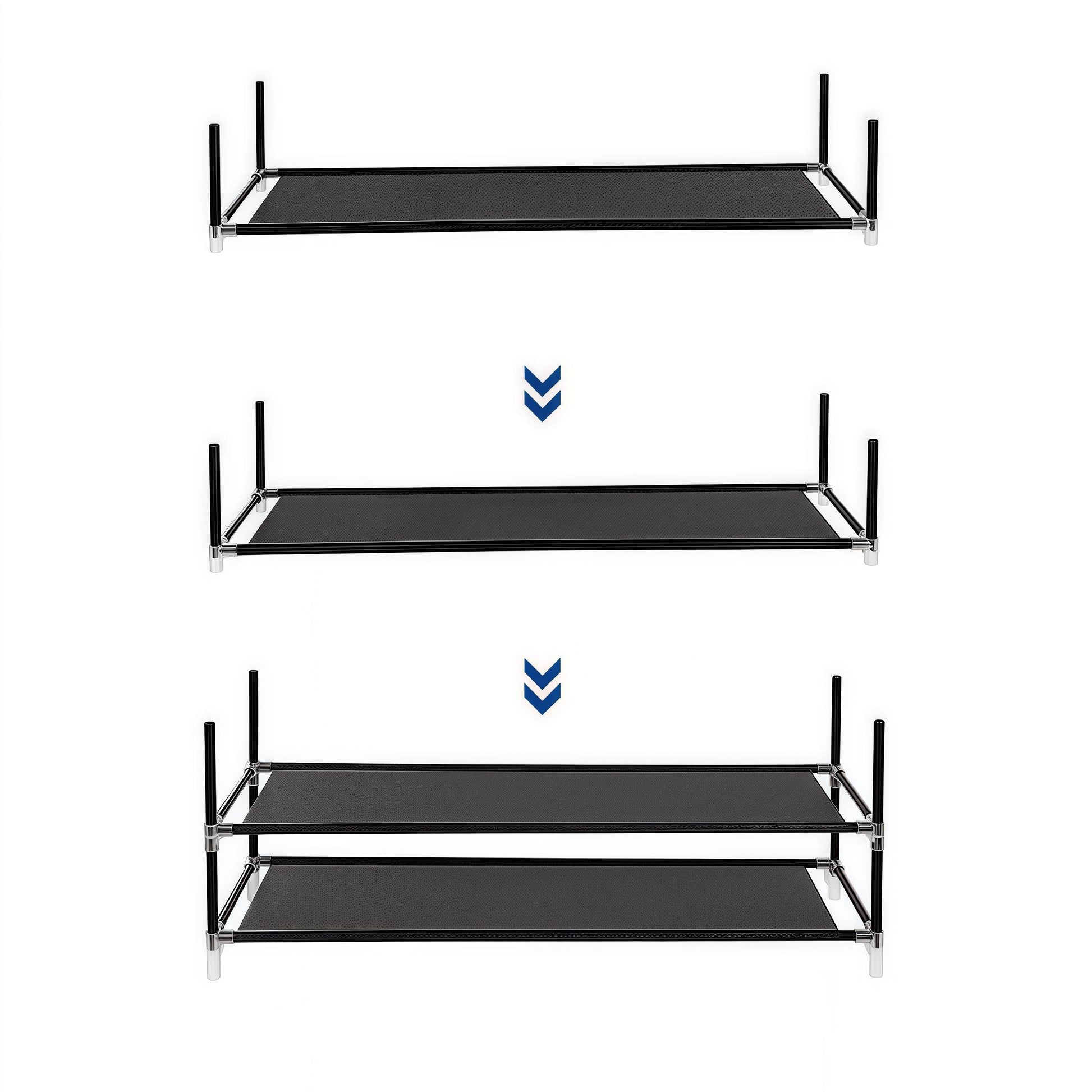 Naawe Space-saving Black Iron Fabric 10-Tier Shoe Rack Holds 40-50 Pairs of Shoes - Naawe