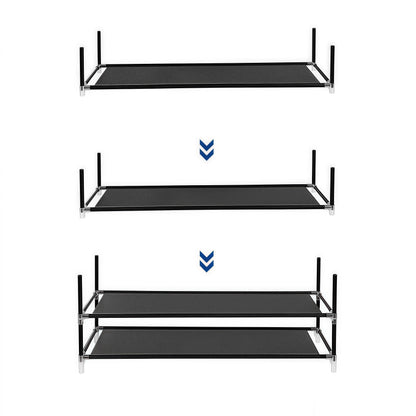 Naawe Space-saving Black Iron Fabric 10-Tier Shoe Rack Holds 40-50 Pairs of Shoes - Naawe