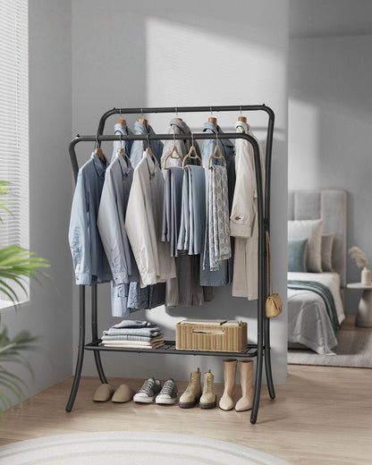 Naawe Double Rod Clothes Rack with Shelves - Naawe