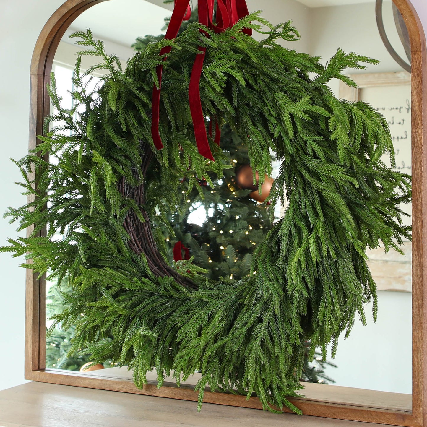 Welcome the Season: A 30" Norfolk Pine Wreath for an Inviting Holiday Ambiance