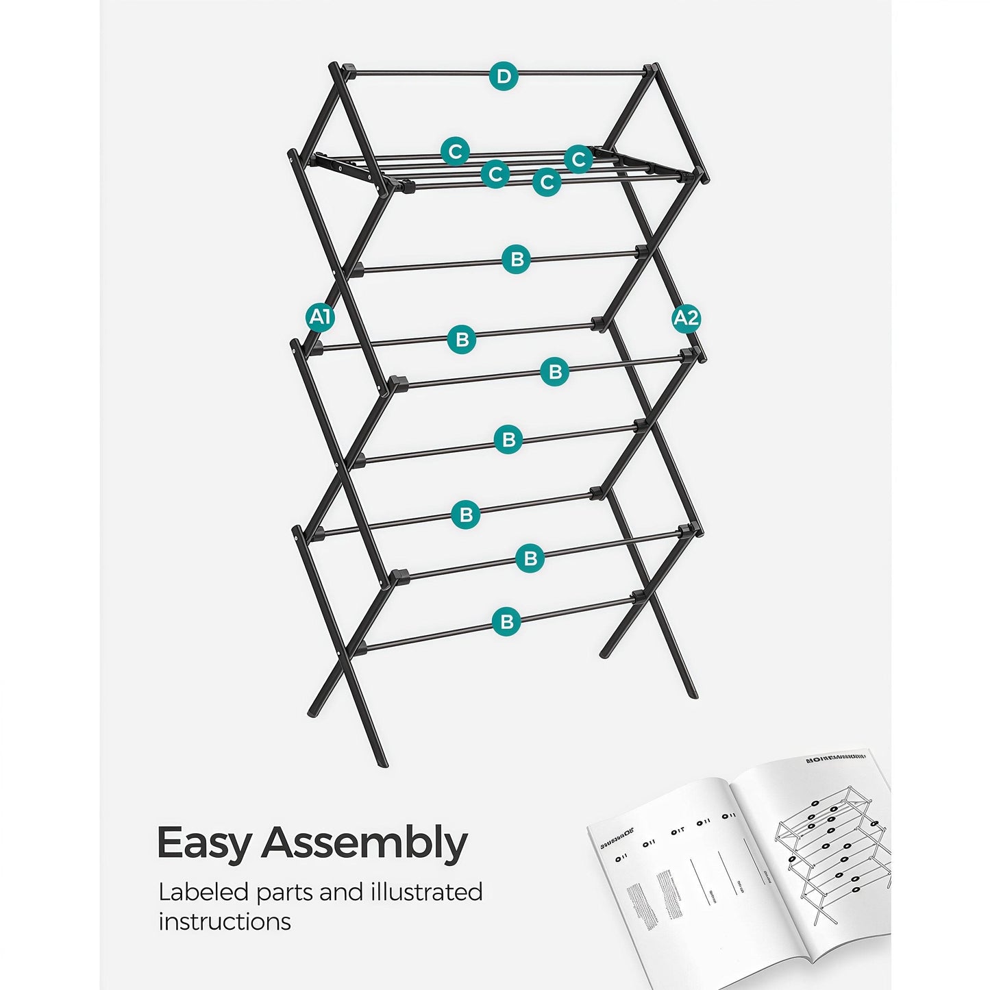 Naawe Household Free Installation Triple Foldable Retractable Clothes Drying Rack - Naawe