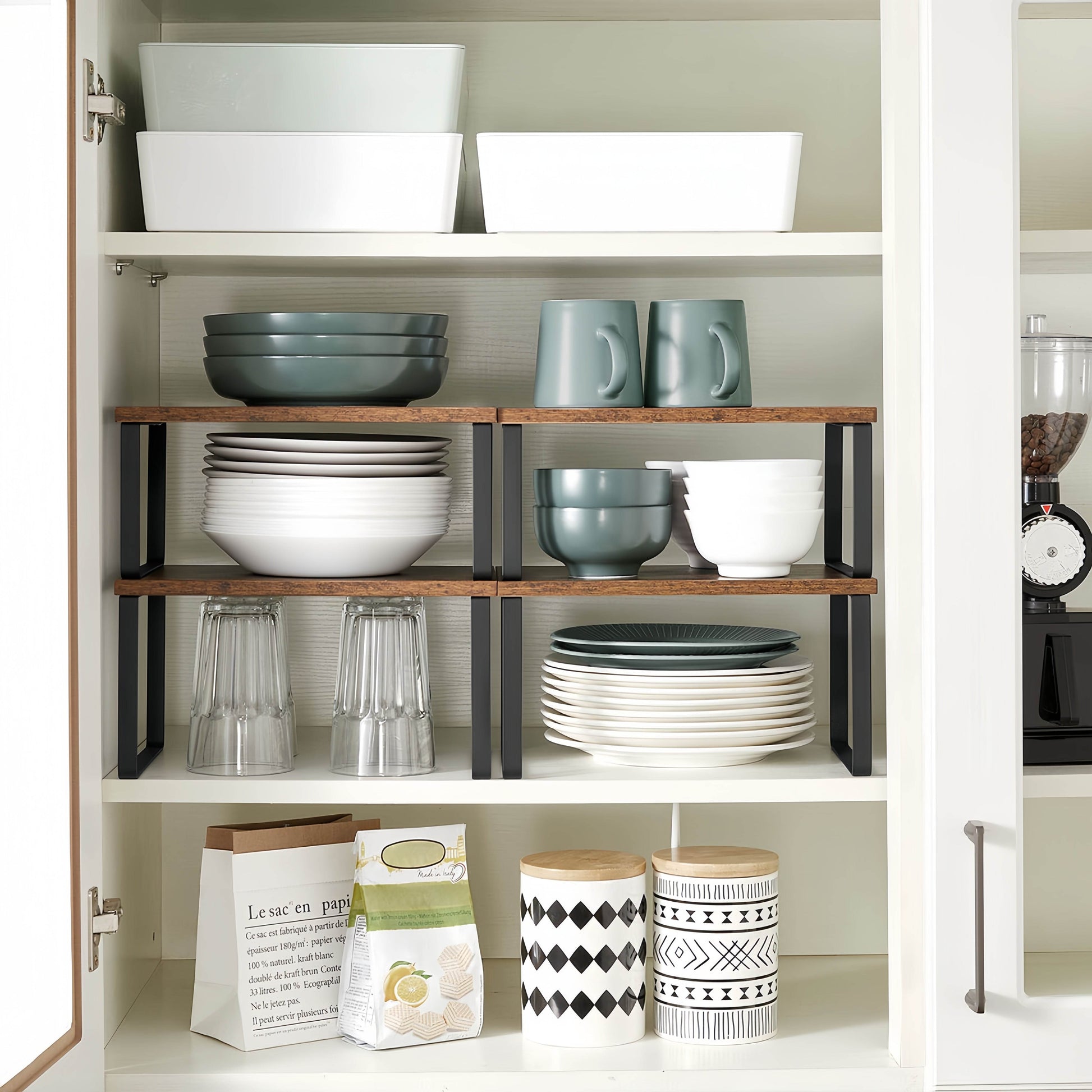Naawe Set of 4 Wooden Kitchen Shelves Multi-Purpose Tabletop Organizer - Naawe