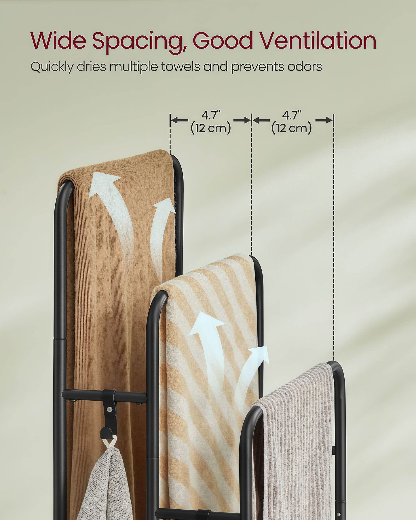 Naawe Floor Standing 3 Tier Bathroom Towel Organizer with Storage Shelf - Naawe
