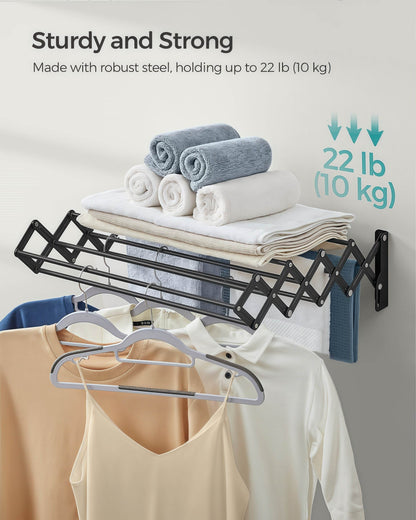 Naawe Wall-Mounted Expandable Steel Clothes Drying Rack with 9 Hanging Rods - Naawe