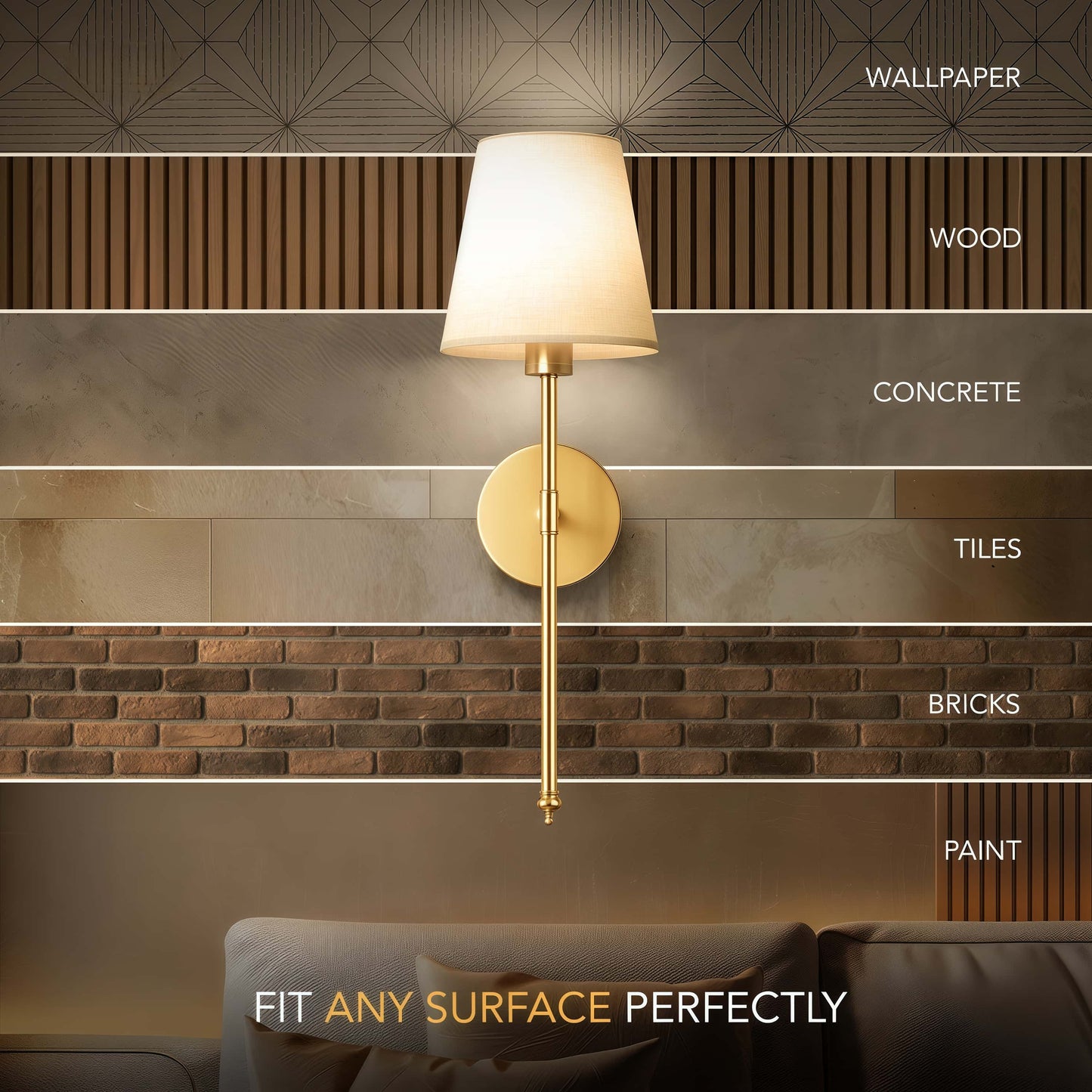 Naawe No-Drill Rechargeable Wall Light – RGB Remote Control | Living Room & Bedroom