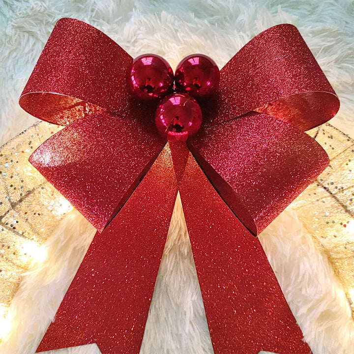 Christmas LED Bow Metal Wreath